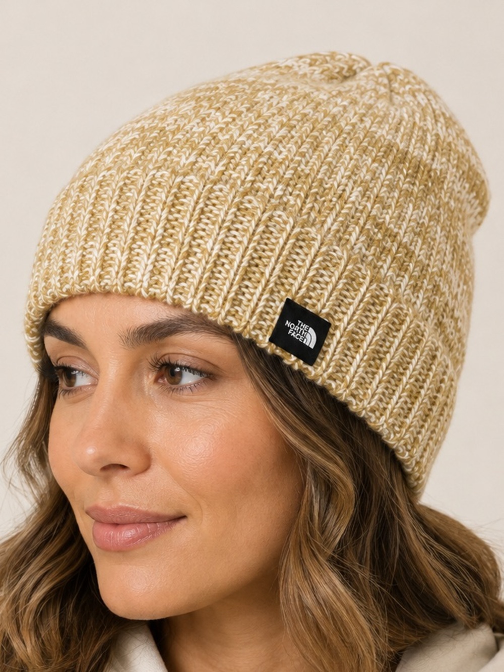The North Face Women’s Marled Knit Beanie Tan Cream One Size